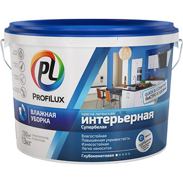 "Profilux" ВД краска PL- 10L латекс. интерьерная влагостойкая супербелая 3кг